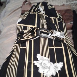 Sexy Black, White, Yellow Dress